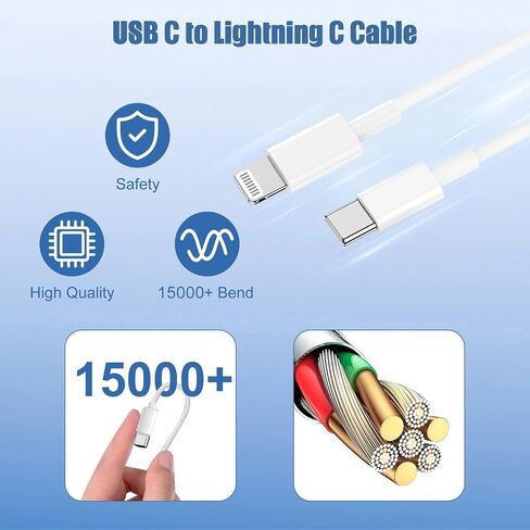 Wall Charger Block for Apple iPhone 16/16 Pro/16 Pro Max/15/15 Plus/15 Pro,Long USB C to C Cable Cord 10ft,20W Type C Fast Charging Plug Power Adapter Cube Brick for iPad 12.9/11 inch/5/4/3th/Air/Mini in Saudi Arabia