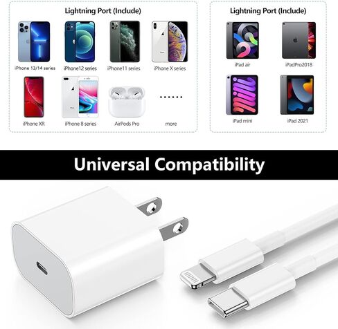 Wall Charger Block for Apple iPhone 16/16 Pro/16 Pro Max/15/15 Plus/15 Pro,Long USB C to C Cable Cord 10ft,20W Type C Fast Charging Plug Power Adapter Cube Brick for iPad 12.9/11 inch/5/4/3th/Air/Mini in Saudi Arabia