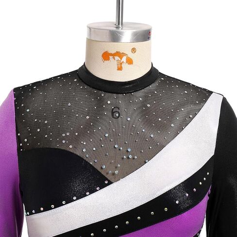 AFAVOM Figure Ice Skating Dress for Women's Long Sleeve Glitter Ballet Dance Dress Lyrical Gymnastics Competition Leotards in Saudi Arabia