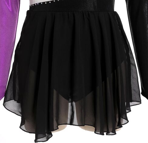 AFAVOM Figure Ice Skating Dress for Women's Long Sleeve Glitter Ballet Dance Dress Lyrical Gymnastics Competition Leotards in Saudi Arabia