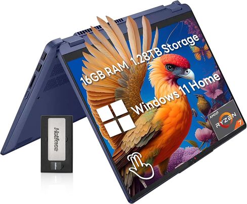 لاب توب لينوفو فليكس 5 بشاشة لمس 14 بوصة 2 في 1، AMD Ryzen 7 7730U، ذاكرة وصول عشوائي 16 جيجابايت، تخزين 2.28 تيرابايت (2 تيرابايت SSD+288 جيجابايت مجموعة قاعدة تركيب)، رسومات AMD Radeon، قارئ بصمات الأصابع، لوحة مفاتيح بإضاءة خلفية، ويندوز 11، أزرق in Saudi Arabia