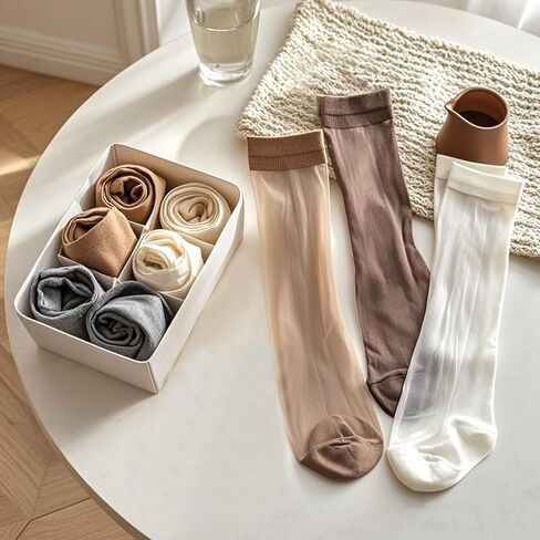 20 Pairs Knee High Stockings Pantyhose with Reinforced Nylon Toe Sheer Knee High Stocks for Women 5 Colors in Saudi Arabia