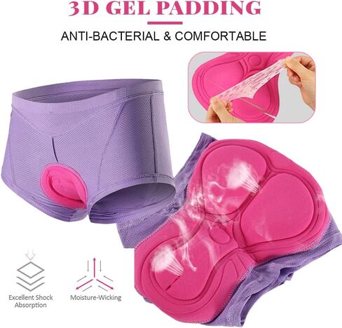 Bike Shorts Women with Padding Gel, 3D Padded Cycling Underwear Breathable Shockproof Bicycle Shorts, Biking Undershorts in Saudi Arabia