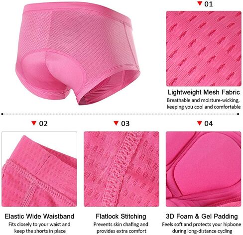 Bike Shorts Women with Padding Gel, 3D Padded Cycling Underwear Breathable Shockproof Bicycle Shorts, Biking Undershorts in Saudi Arabia