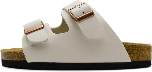 Genuine Leather Suede Cork Footbed Kids Sandals Boys Girls Slide with Arch Support Summer Non-slip Cork Glitter Colorful Toddler Slippers with Adjustable Straps for Indoor & Outdoor in Saudi Arabia