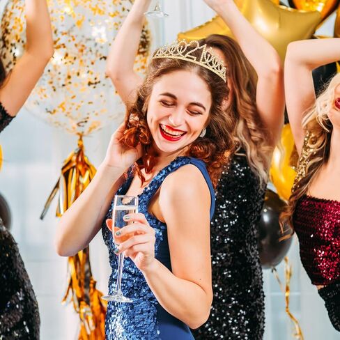 تيجان وأوشحة عيد الميلاد الحادي والعشرون للنساء، وشاح عيد الميلاد الأميرة تيارا عصابة رأس أنيقة من الذهب الوردي مع أمشاط للفتيات من الكريستال التيجان وأغطية رأس عيد الميلاد لحفلات إكسسوارات الشعر والهدايا in Kuwait