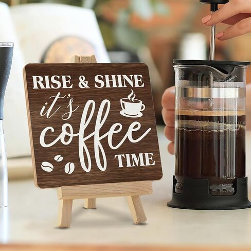 Coffee Sign Cafecito y Chisme Wood Sign with Easel Coffee Lover Gifts Wood Plaque Home Kitchen Coffee Station Table Decor in Saudi Arabia