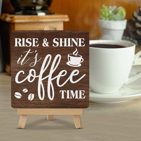 Coffee Sign Cafecito y Chisme Wood Sign with Easel Coffee Lover Gifts Wood Plaque Home Kitchen Coffee Station Table Decor in Saudi Arabia