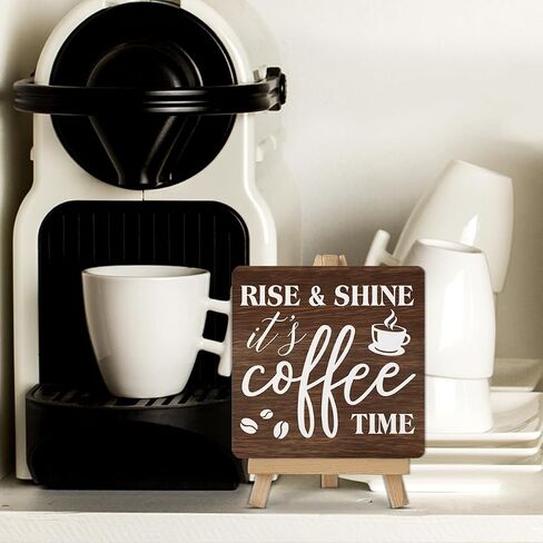 Coffee Sign Cafecito y Chisme Wood Sign with Easel Coffee Lover Gifts Wood Plaque Home Kitchen Coffee Station Table Decor in Saudi Arabia