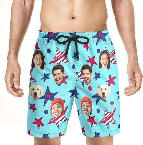 Funstudio Custom Mens Swim Trunks شخصية شورت شورت شاطئ شاطئ جاف سريع مع هدية وجه للرجال أبي صديقها الزوج in Kuwait