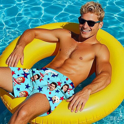 Funstudio Custom Mens Swim Trunks شخصية شورت شورت شاطئ شاطئ جاف سريع مع هدية وجه للرجال أبي صديقها الزوج in Kuwait