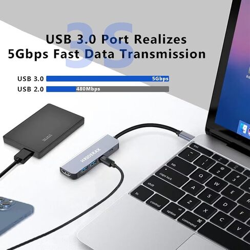 USB C Multiport Hub, USB C Hub 6-in-1 with 4K HDMI, 100W Power Delivery, USB 3.0 USB 2.0, SD and TF Card Reader, Compatible with MacBook Pro/Air, iPad Pro, iMac, iPhone 16 15 Pro Max, etc in Saudi Arabia