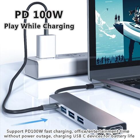 USB C Multiport Hub, USB C Hub 6-in-1 with 4K HDMI, 100W Power Delivery, USB 3.0 USB 2.0, SD and TF Card Reader, Compatible with MacBook Pro/Air, iPad Pro, iMac, iPhone 16 15 Pro Max, etc in Saudi Arabia