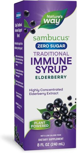 Nature’s Way Sambucus Zero Sugar Syrup التقليدية المناعية ، مستخلص البري الأسود للغاية ، الدعم المناعي التقليدي*، خالي من السكر ، بنكهة التوت ، 8 أوقية (التغليف قد تختلف) in Kuwait