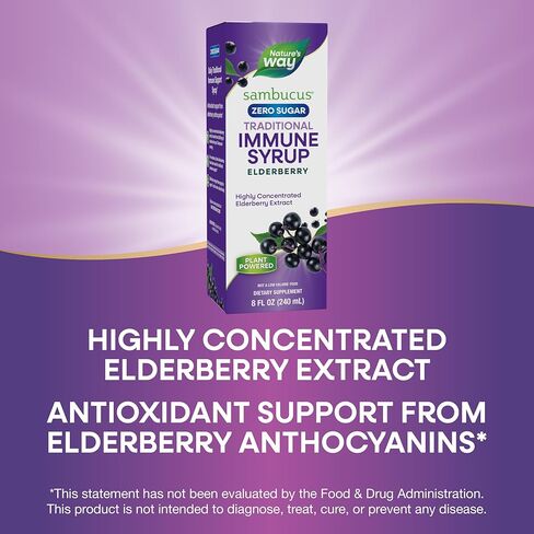 Nature’s Way Sambucus Zero Sugar Syrup التقليدية المناعية ، مستخلص البري الأسود للغاية ، الدعم المناعي التقليدي*، خالي من السكر ، بنكهة التوت ، 8 أوقية (التغليف قد تختلف) in Kuwait