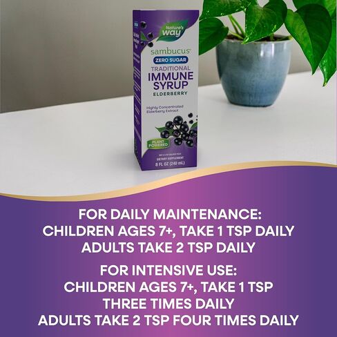 Nature’s Way Sambucus Zero Sugar Syrup التقليدية المناعية ، مستخلص البري الأسود للغاية ، الدعم المناعي التقليدي*، خالي من السكر ، بنكهة التوت ، 8 أوقية (التغليف قد تختلف) in Kuwait