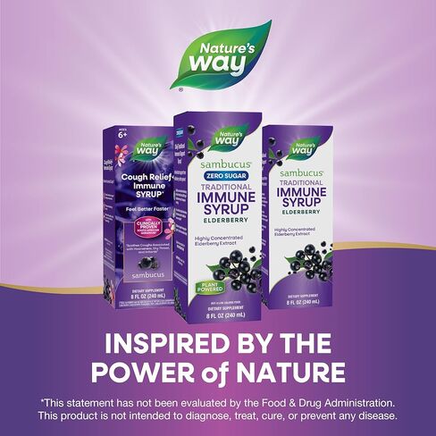 Nature’s Way Sambucus Zero Sugar Syrup التقليدية المناعية ، مستخلص البري الأسود للغاية ، الدعم المناعي التقليدي*، خالي من السكر ، بنكهة التوت ، 8 أوقية (التغليف قد تختلف) in Kuwait