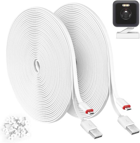2 Pack 25FT Power Extension Cable Compatible with WYZE Cam Pan v3 Camera, 90 Degree 2-Pack in Saudi Arabia
