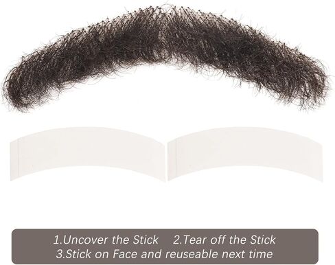 Svolna Human Hair Fake Beard and Mustache, Handmade Lace Realistic Facial Hair, Costume and Halloween Accessory (Brown on fake beard) in Kuwait