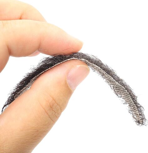 Svolna Human Hair Fake Beard and Mustache, Handmade Lace Realistic Facial Hair, Costume and Halloween Accessory (Brown on fake beard) in Kuwait