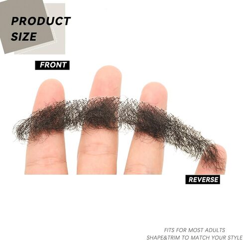 Svolna Human Hair Fake Beard and Mustache, Handmade Lace Realistic Facial Hair, Costume and Halloween Accessory (Brown on fake beard) in Kuwait