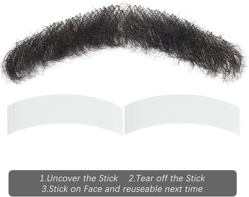 Svolna Human Hair Fake Beard and Mustache, Handmade Lace Realistic Facial Hair, Costume and Halloween Accessory (Brown on fake beard) in Saudi Arabia