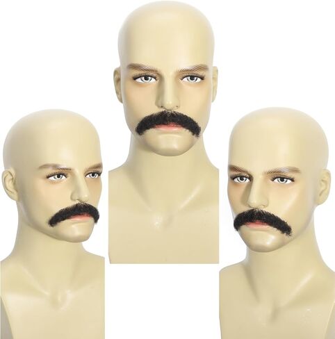 Svolna Human Hair Fake Beard and Mustache, Handmade Lace Realistic Facial Hair, Costume and Halloween Accessory (Brown on fake beard) in Saudi Arabia