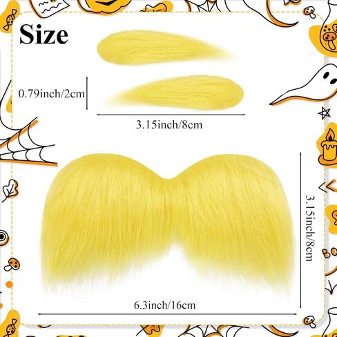 Ammiko Yellow Mustache and Eyebrows Fake Beard Halloween Costume Cosplay Accessories Funny Party Favor Women Men in Saudi Arabia
