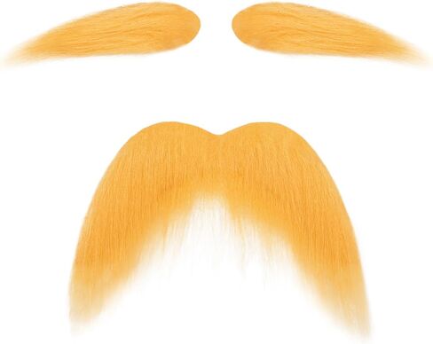 Ammiko Yellow Mustache and Eyebrows Fake Beard Halloween Costume Cosplay Accessories Funny Party Favor Women Men in Saudi Arabia