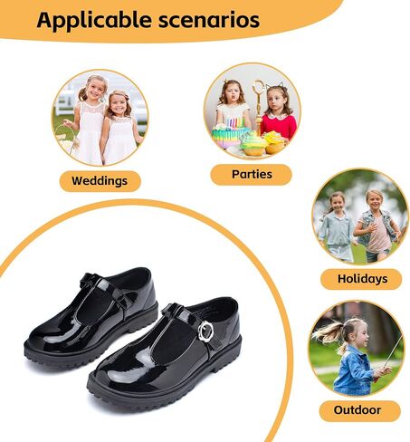 ICEBIRDS Girls School Uniform Shoes Mary Jane Flats,Low Heel Princess Hook and Loop Dress Shoes for School Party Wedding(Toddler/Little/Big Kid) in Kuwait