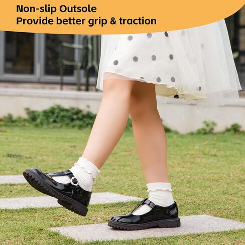 ICEBIRDS Girls School Uniform Shoes Mary Jane Flats,Low Heel Princess Hook and Loop Dress Shoes for School Party Wedding(Toddler/Little/Big Kid) in Kuwait