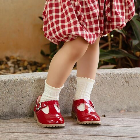 ICEBIRDS Girls School Uniform Shoes Mary Jane Flats,Low Heel Princess Hook and Loop Dress Shoes for School Party Wedding(Toddler/Little/Big Kid) in Kuwait