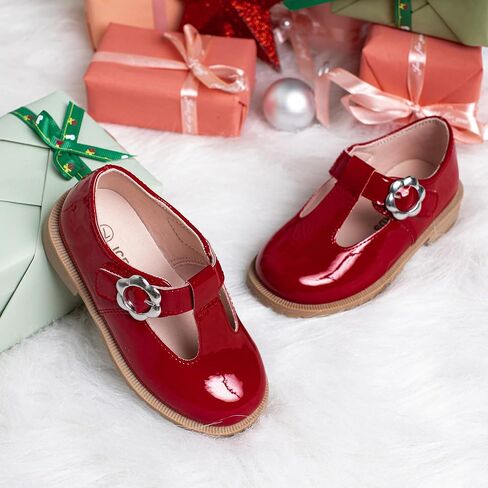 ICEBIRDS Girls School Uniform Shoes Mary Jane Flats,Low Heel Princess Hook and Loop Dress Shoes for School Party Wedding(Toddler/Little/Big Kid) in Kuwait