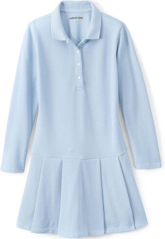 Lands' End Girls Long Sleeve Mesh Pleated Polo Dress in Saudi Arabia