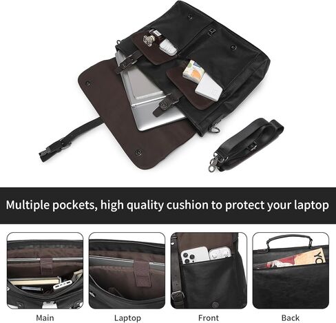 Leather Messenger Bag for Men,Vintage Mens Laptop Bag Water Resistant Business Travel Briefcase Satchel Work Computer Bag Brown in Kuwait