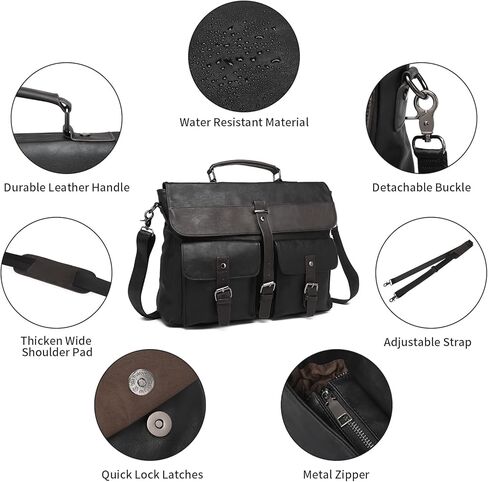 Leather Messenger Bag for Men,Vintage Mens Laptop Bag Water Resistant Business Travel Briefcase Satchel Work Computer Bag Brown in Kuwait