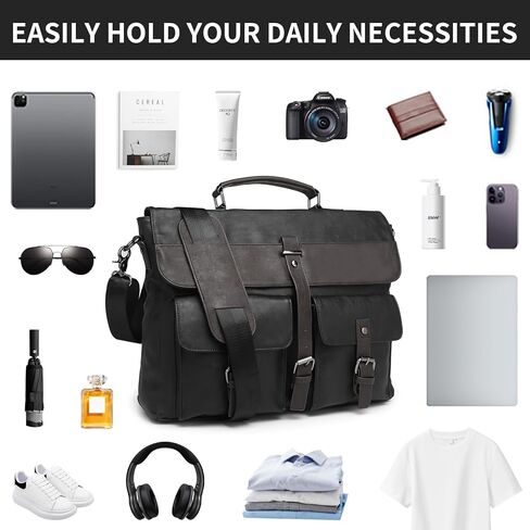 Leather Messenger Bag for Men,Vintage Mens Laptop Bag Water Resistant Business Travel Briefcase Satchel Work Computer Bag Brown in Kuwait