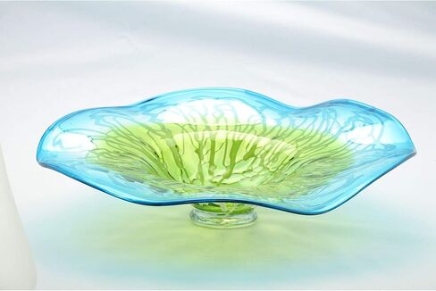CC Home Furnishings 20" Green and Blue Hand Blown Swirled Glass Plate in Saudi Arabia