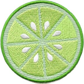 Lime Slice Round Patch Fresh Cut Citrus Embroidered Iron On in Saudi Arabia