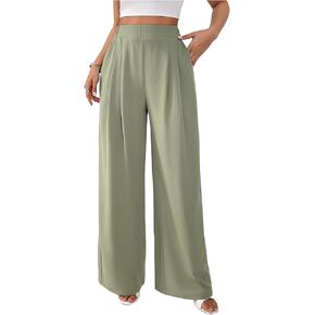 Soly Hux Women's Gress Dress Pants مرنة الخصر عريض الساق العمل بنطلون غير رسمي in Saudi Arabia