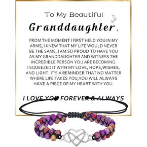 To My Granddaughter/Daughter/Mom/Niece-Infinity Forever Love Heart Bracelet,Adjustable Natural Emperor Stone Beaded Bracelet for Women Birthday Mothers'Day in Saudi Arabia