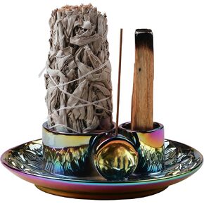 4 in 1 Incense Holder, Ceramic Incense Stick and Palo Santo Holder,Sage Holder for Burning- 5.5" Ceramic Ash Catcher Tray for Meditation and Yoga Room (Sand Gravel) in Saudi Arabia