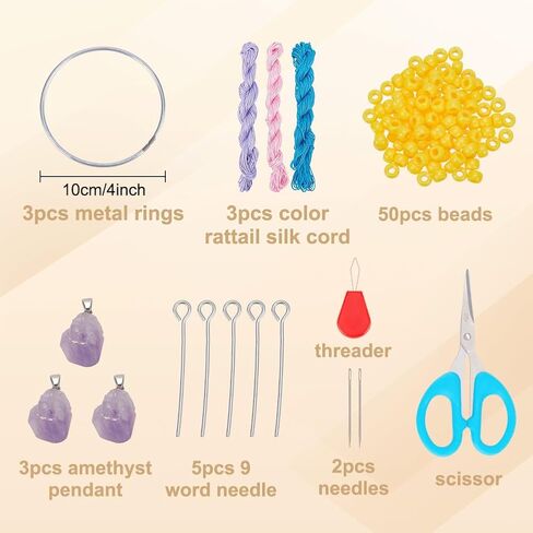 INFUNLY 3 Sets Small Dream Catcher Kit for Beginners Make Your Own Dreamcatcher Kit DIY Dream Catchers Kit with Purple Crystal and Tassels Instruction Included Wall or Car Hanging Ornament in Saudi Arabia