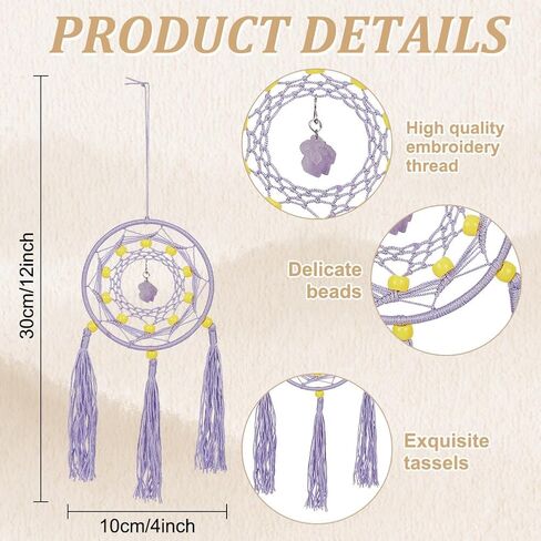INFUNLY 3 Sets Small Dream Catcher Kit for Beginners Make Your Own Dreamcatcher Kit DIY Dream Catchers Kit with Purple Crystal and Tassels Instruction Included Wall or Car Hanging Ornament in Saudi Arabia