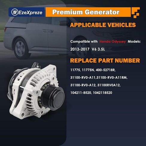 Ezexpreze المولد الملائم لهوندا Odyssey 3.5L V6 2013-2017،130AMP CW ، OE#11775 31100-RV0-A11 400-52718R in Kuwait