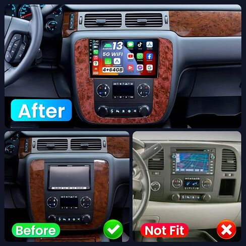 4+64GB Car Radio Stereo for Chevy Silverado 2007-2013: 9" HD Touchscreen Car Stereo with Wireless Carplay & Android Auto GPS Navigation Bluetooth WiFi FM SWC Backup Camera in Saudi Arabia