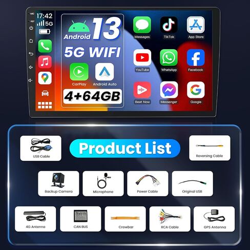 4+64GB Car Radio Stereo for Chevy Silverado 2007-2013: 9" HD Touchscreen Car Stereo with Wireless Carplay & Android Auto GPS Navigation Bluetooth WiFi FM SWC Backup Camera in Saudi Arabia