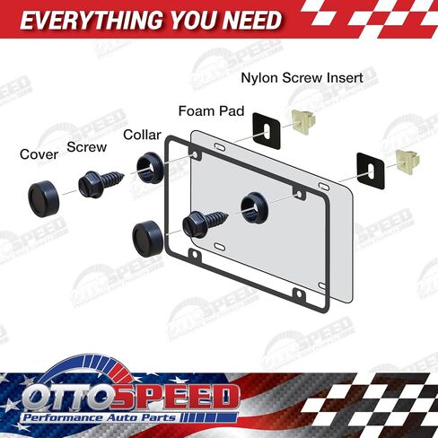License Plate Screws and Caps Kit - Anti Theft Security Fasteners with Threaded Screw Covers for Front and Back Plates on Cars, Trucks, and SUVs - 12-Piece Black Stainless Steel Bolt Set in Saudi Arabia