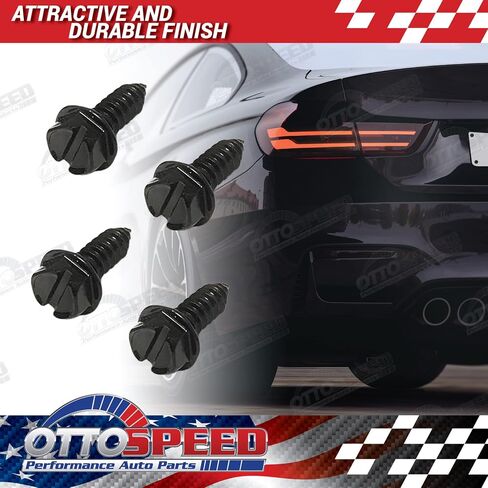 License Plate Screws and Caps Kit - Anti Theft Security Fasteners with Threaded Screw Covers for Front and Back Plates on Cars, Trucks, and SUVs - 12-Piece Black Stainless Steel Bolt Set in Saudi Arabia