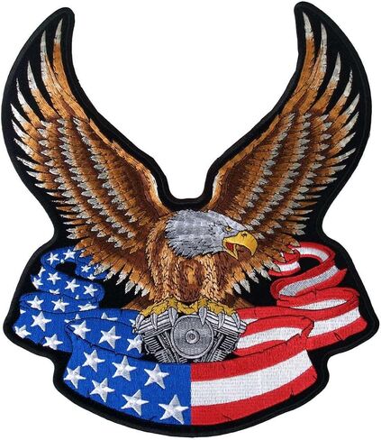 Hot Leathers Eagle and Flag 10" Patch PPA1097-10 Width x 12 Height Inches in Saudi Arabia